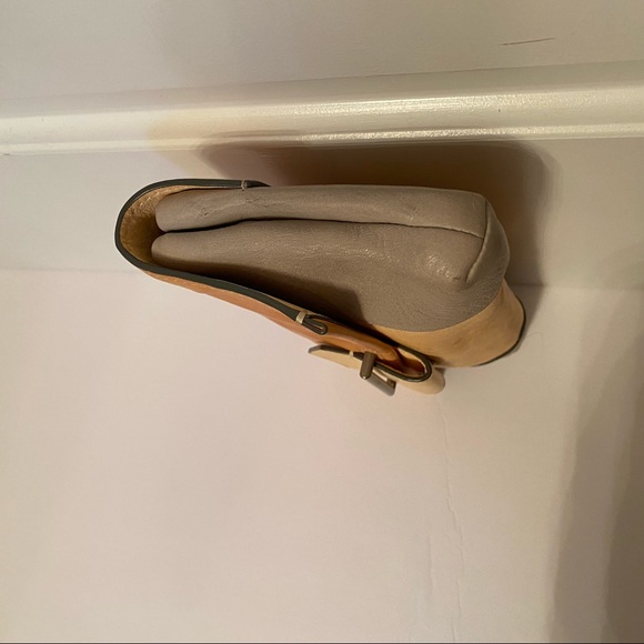 REED KRAKOFF BAG CLUTCH TAN CREAM GRAY COLOR BLOCK LEATHER SNAP FLAP LUXURY